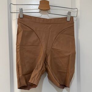 SKIMS Brown Faux Leather Biker Shorts